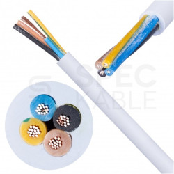 Przewód prądowy H03VV-F / OMY 300V 4x0,5 biały linka Mercor