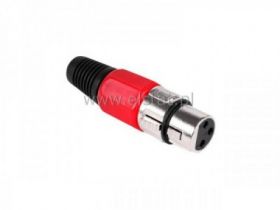 Wtyk mikrofonowy żeński czerwony 3pin