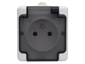 BRYZA Gniazdo pojedyncze IP54 białe klapka dymna biały 181432 KOS