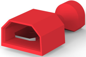 Insulated flat plug sleeve, 6.35 x 0.81 mm, 0.32 to 0.82 mm², AWG 22 to 18, brass, tin-plated, red, 2-521144-2