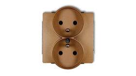 Deco Soft Gniazdo Podwójne Z/U Do Ramki Złoty Metalik 8Dgprso-2Zp