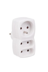 Rozgałęźnik 3-gniazdowy - 2x2P-euro, 1x2P+Z, uziemienie, biały / 24005