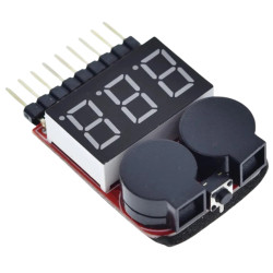 Woltomierz Tester napięcia do ogniw akumulatorów LiPo Li-Ion 1-8S z alarmem