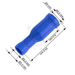 Nasuwka cylindryczna izol. Fi.4,0/24,5mm nieb.9645
