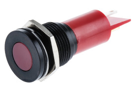 Lampka kontrolna do montażu panelowego 12V ac/dc, czerwona 16mm LED Końcówka lutownicza RS PRO