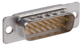 Złącze D-Sub 15-pinowe Męski Proste Montaż na panelu raster 2.74mm Złoto na niklu