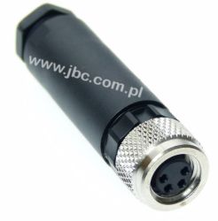 RKMCK 4, M8, 4 styki, złącze żeńskie (gniazdo) proste, dławik dla kabli 3.5-5mm, przyłącze przykręcane (impus w kpl.), Lumberg,