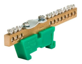 Listwa zaciskowa zerowa 11 x 10mm2 + 1 x 35mm2 zielona TH 35-K/Z