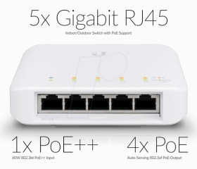 USW-FLEX Switch, 5-port, Gigabit Ethernet, PoE 60 W