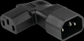 SKA-1432S Power adapter IEC plug C14 to IEC socket C13, angled, black