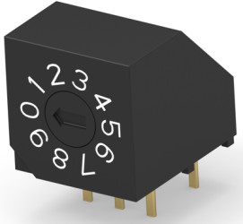 Encoding rotary switch, 16 pole, hexadecimal, angled, 0.4 VA/20 V AC/DC, 1825008-4