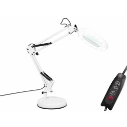 Lampa biurkowa LED LB-23 z lupą, biała, 230V, WW/NW/CW