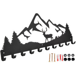 Wieszak metalowy na ubrania klucze czarny mat Jeleń w górach