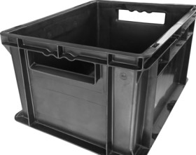 ESD euro container, without drawers, black, (L x W x D) 600 x 400 x 75 mm, H-18S 64075