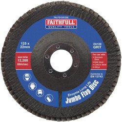 Faithfull FAIFD125120Z Zirconia Abrasive Jumbo Flap Disc ZA120 125mm