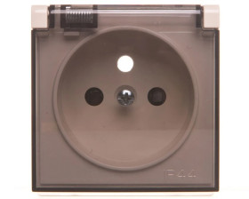 Simon 54 Pokrywa gniazda do wersji IP44 z przesłonami z klapką transparentną kremowa DGZ1BUZP/41A