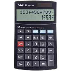 Maul 7269090 Mtl 600 Desk Calculator Black 12 Digits Battery Solar Powered