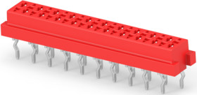 Socket header, 20 pole, pitch 1.27 mm, straight, red, 2-215079-0