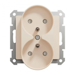 Gniazdo 2x2P+PE z przesłonami do systemu ramkowego (do ramek Sedna Design), beżowy, Sedna Design SDD112275