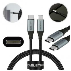 AUDA CableTime Kabel USB 2.0 typ-C (wtyk / wtyk) Quick Charge 4.0 Power Delivery 2.0 (5A 100W) czarny-nikiel 1m