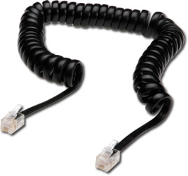 Telephone cable, RJ10 plug, straight to RJ10 plug, straight, 4 m, black, AK-460101-040-S