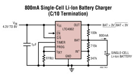 Standalone Linear Li-Ion Battery Charger with Micropower Comparator