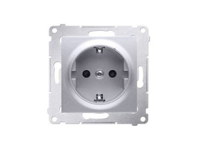 SIMON 54 Gniazdo pojedyncze z uziemieniem schuko srebrny mat z przesłonami DGSz1Z.01/43 KONTAKT SIMON