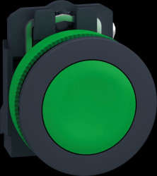 XB5FA31 Pushbuttons, complete, flush, plastic, green, 30mm, 1S, IP69K