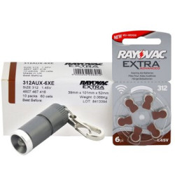 120 x baterie do aparatów słuchowych Rayovac Extra Advanced 312 MF + brelok everActive FL-15