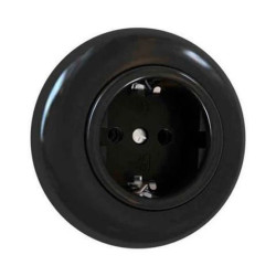 Premiumlux RETROLINE Gniazdo schuko z ramką czarne