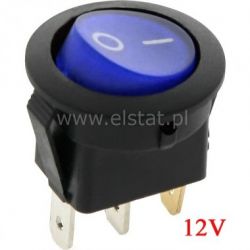 Przeł.kołys. podśw. 12V okrągły 20A niebieski 3P