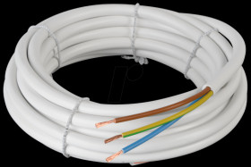Flexible cable, 3 x 1.5 mm², white, 5-m coil