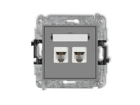 MINI Gniazdo telefoniczne podwójne 2xRJ11 4-stykowy beznarzędziowe szary mat 27MGT-2 KARLIK