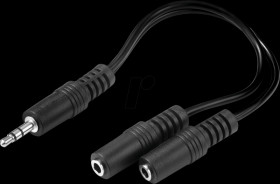 502-16 3.5-mm jack adapter, 1x plug/2x socket