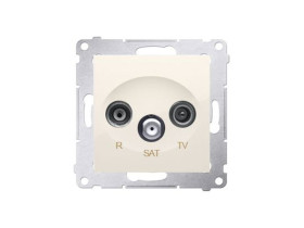 SIMON 54 Gniazdo antenowe RTVSAT przelotowe kremowe tłumienność R 11dB TV i SAT 10dB DASP.01/41 KONTAKT SIMON