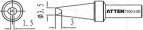 T500-3,5D Soldering tip, 3.5 mm, chisel-shaped, straight