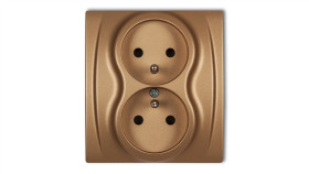 Logo Gniazdo Podwójne Z/U Złoty Metalik 8Lgp-2Zp