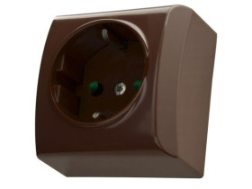 BIS Gniazdo pojedyncze z przesłonami torów prądowych brązowy GN-1BP/24 OSPEL