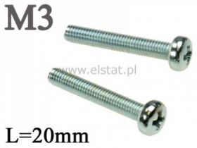 Śruba M3x20mm (+) walcowy