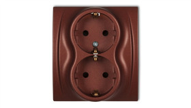 Logo Gniazdo Podwójne Z/U Schuko Brązowy Metalik 9Lgp-2Sp