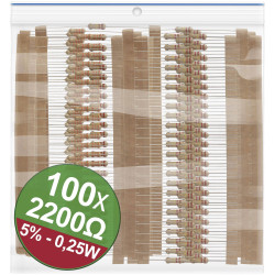 Quadrios 22P071 Resistor set Carbon film 2.2 k&#x3A9; Axial lead 0.25 W 5