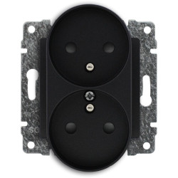 VENA2 Gniazdo podwójne z uziemieniem i przesłoną torów prądowych antracyt 526147