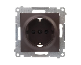 Simon 54 Gniazdo pojedyncze SCHUKO z/u 16A IP20 z przesłoną torów, szybkozłącza, brąz mat DGSz1CZ.01/46
