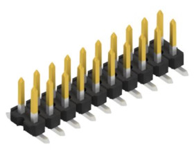 Pin header, 20 pole, pitch 2.54 mm, angled, black, 10059281