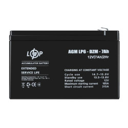 Akumulator VRLA AGM 12V 7Ah (żywotność 5-6lat) LP6-DZM-7Ah