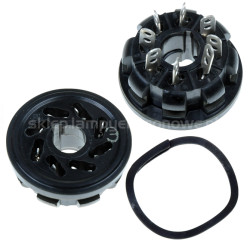 Podstawka oktal do chassis ebonit Silver pins czarna