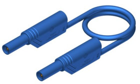 Measuring lead with (4 mm plug, spring-loaded, straight) to (4 mm plug, spring-loaded, straight), 500 mm, blue, PVC, 1.0 mm², CA