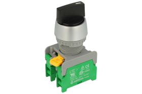 Przełącznik; obrotowy; CS22-2-O-BK; ON-OFF-ON; 3 pozycje; bistabilny; na panel; śrubowe; 2 tory; czarny; 3A; 230V AC; szary; pla