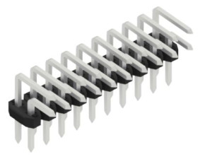 Pin header, 20 pole, pitch 2 mm, angled, black, 10062739