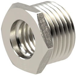Reducer piece, L 18 mm, 25 bar, brass, nickel-plated, for pipe systems, 134716